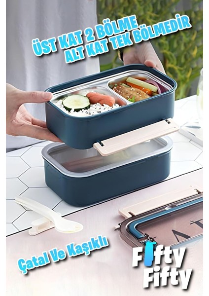 3 Bölmeli Çelik Saklama Kabı 1600 ml BL2221-2 indirimleri