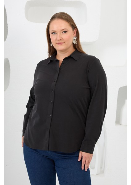 Büyük Beden Düz Renk Gömlek