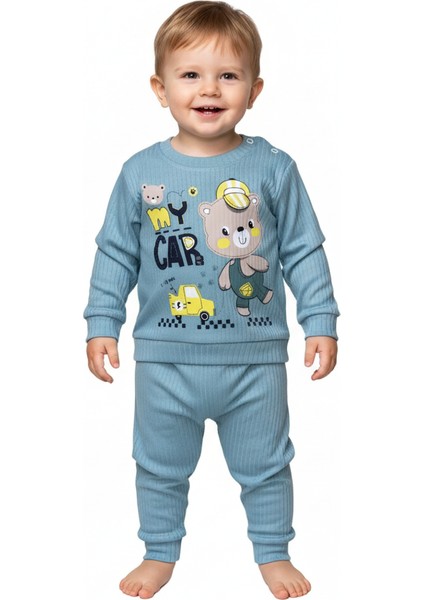 Hayvan ve Araba Baskılı Çocuk Takımı Esnek ve Günlük