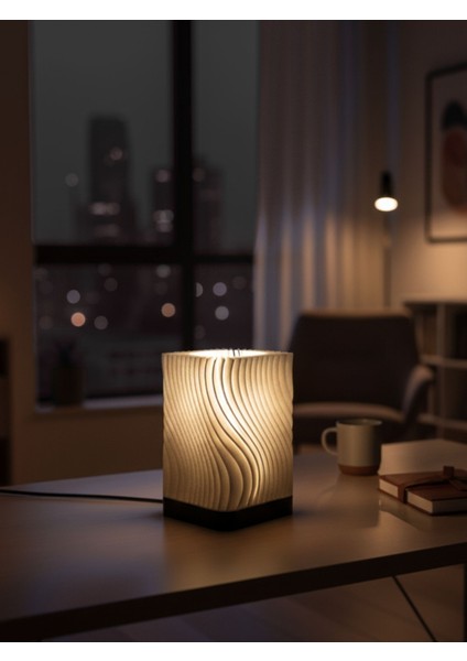 Modern Dalgalı Tasarım Abajur | Dekoratif Masa Lambası