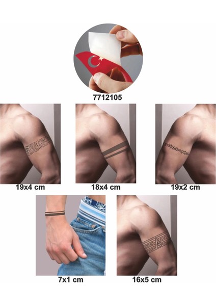 Kol Bantları Kabile Motifleri 5 Li Set Geçici Dövme Kına Şablonu fiyatları