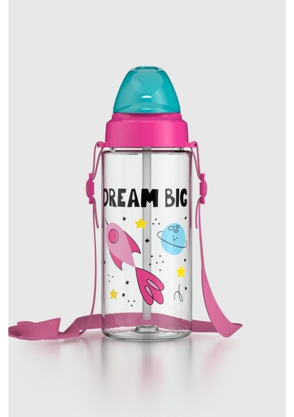 Sonic Air Desenli 500 ml Askılı Pipetli Tritan Çocuk Matara 912058 Pembe