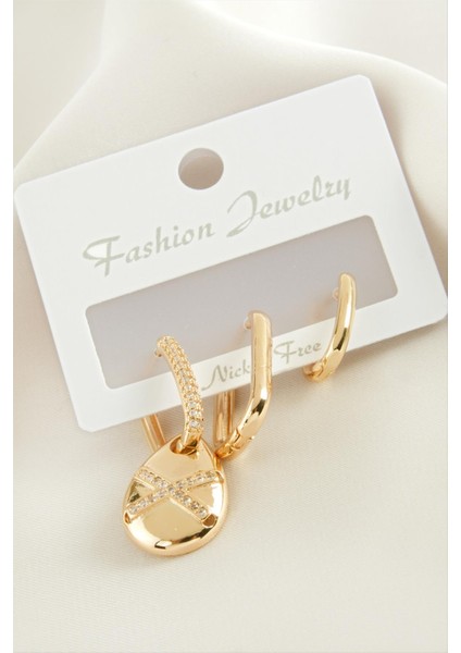 Wizard 3 Adet Damla Zirkon Taşlı Küpe-Sarı fiyatları