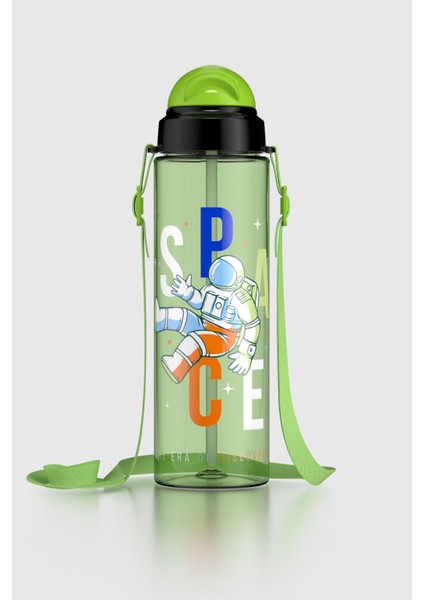 Migo Desenli 630 ml Askılı Pipetli Tritan Çocuk Matara 912143 Yeşil