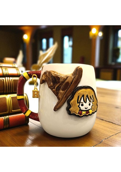 Harry Potter Hermione 3D Kabartmalı Kişiselleştirilebilir Isminizin Baş Harfi veya Cadı Şapkası Charm HEDİYELİ Seramik Kupa Bardak