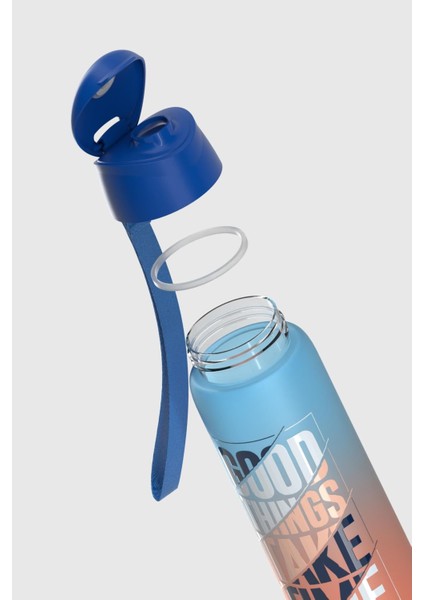 Pera Çift Renk Yazı Desenli 820 ml Askılı Mat Tritan Matara 912134 Mavi-Turuncu fırsatları