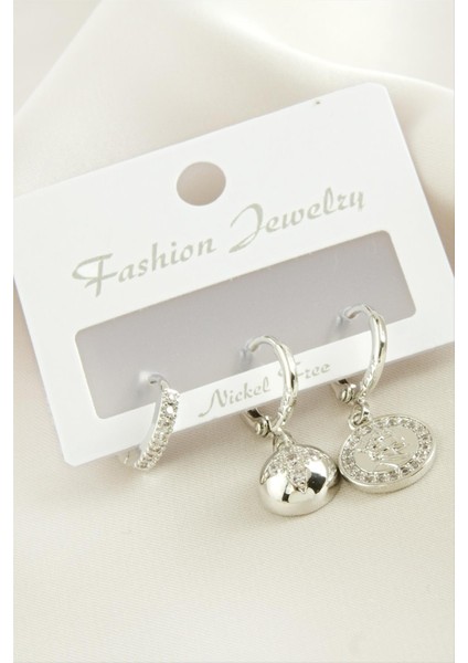 Wizard 3 Adet Yıldız Zirkon Taşlı Küpe-Sarı