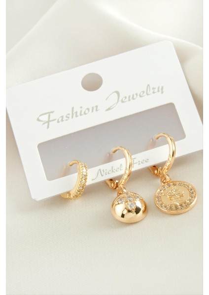 Wizard 3 Adet Yıldız Zirkon Taşlı Küpe-Sarı fiyatları