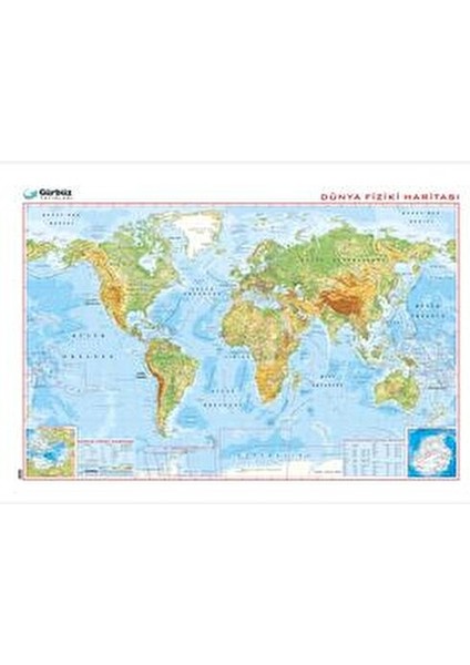 Dünya Fiziki Haritası 78 x 135 cm Plastik Çıtalı ve Selefon Kaplamalı fiyatları