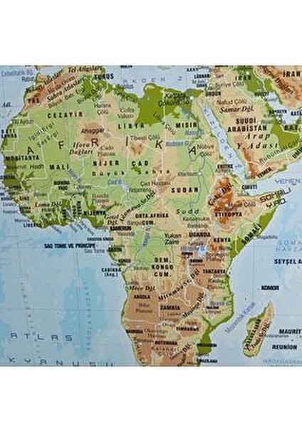 Dünya Fiziki Haritası 78 x 135 cm Plastik Çıtalı ve Selefon Kaplamalı indirimleri