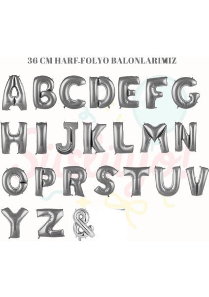 36 cm Gümüş Harf Folyo Balon 16 Inç fiyatları