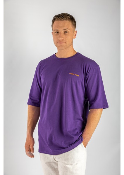 Mor Unisex Oversize Yokohama Grafik Tişört modelleri