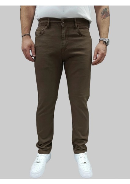Erkek Enjoy Regular Fit Ligralı Kahverengi Kot Pantolon