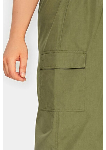 Büyük Beden Midi Boy Beli Büzgülü Arkadan Yırtmaçlı Kargo Etek 302037 indirimleri