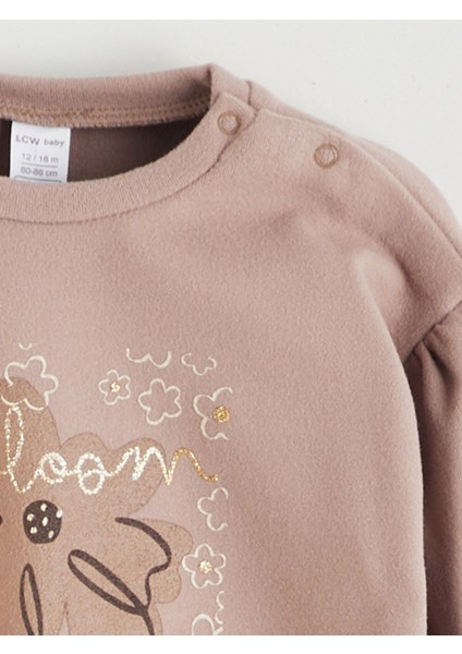 Yeni Sezon Çiçek Baskılı Fırfırlı Kız Bebek Sweatshirt ve Eşofman Altı fırsatları