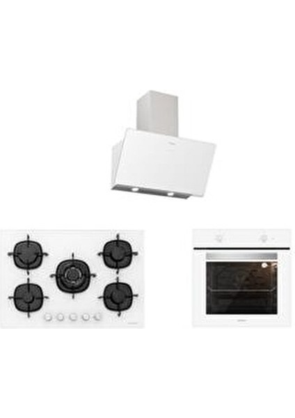 Beyaz Cam Ankastre Set 5 Yıl Garanti (3457 Soho 60+CS5365W01+BO6501W01)