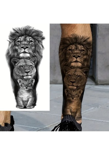 Geçici Aslan Figürlü Dövme Tattoo