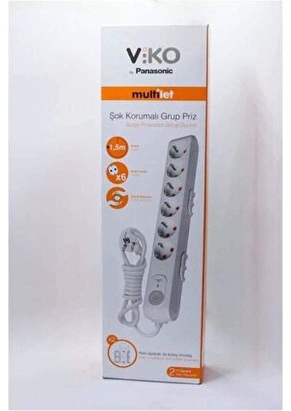 Şok Akım Korumalı Topraklı ve Çocuk Korumalı 1,5mt Grup Priz Thestorex 657515