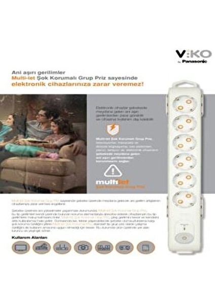 Şok Akım Korumalı Topraklı ve Çocuk Korumalı 1,5mt Grup Priz Thestorex 657515 modelleri