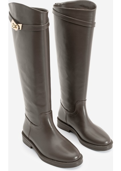 Kadın Tokalı Binici Günlük Çizme Velote Kahve indirimleri