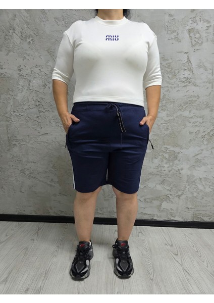 BSBYN-2245-BATTAL Beden Batan Şeritli Şort