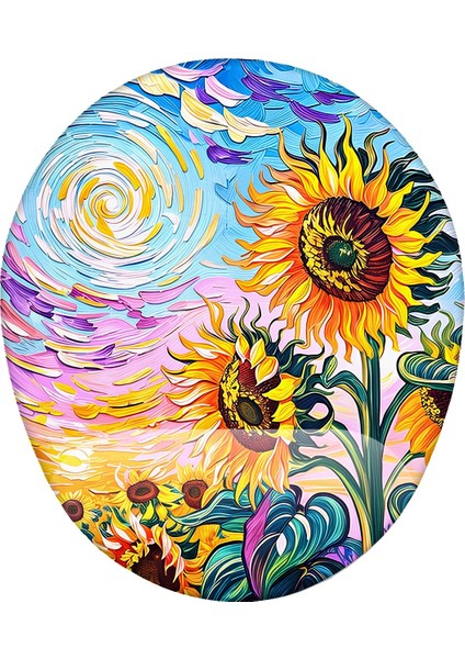 Van Gogh Temalı Ay Çiçekleri Bilek Destekli Kaymaz Buruşmaz Kırılmaz Mouse Pad