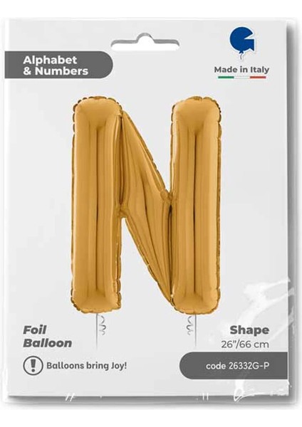 N Harf Supertrend Altın Folyo Balon 26"