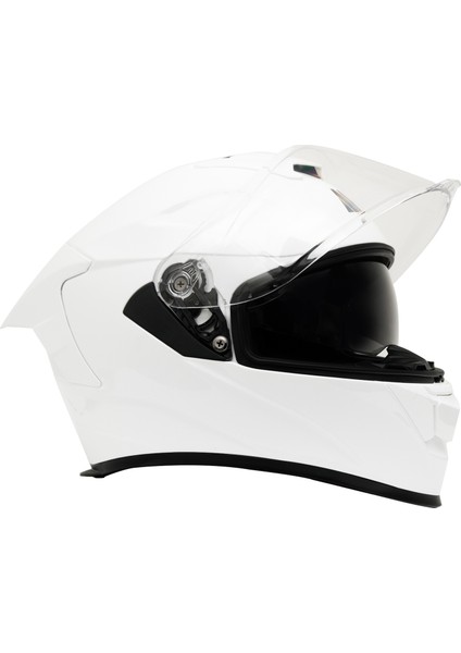 Gp My Helmet MKS001-PW Yarış Spoiler Güneş Vizörlü Şeffaf Full Face Motosiklet Kaskı L modelleri