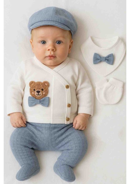 %100 Pamuk Yenidoğan Erkek Bebek 5 Parça Hastane Çıkış Seti