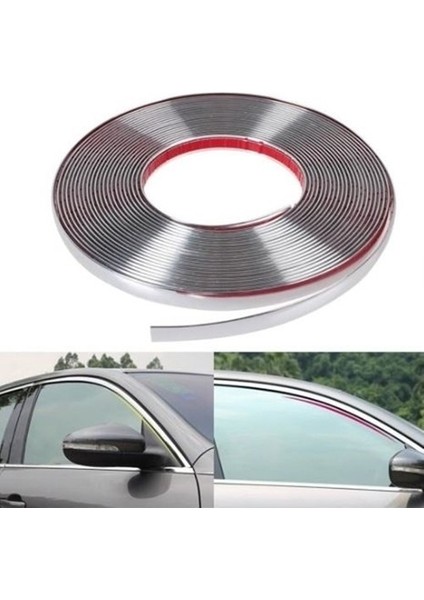 18 mm 3D Dekoratif Krom Nikelaj Şerit Çıta Panjur Kalın Şerit 5 Metre