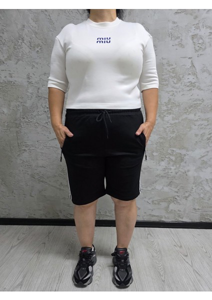 BSBYN-2245-BATTAL Beden Batan Şeritli Şort