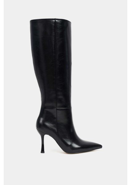 Hardy Siyah Mat Sivri Burun Ince Topuklu Kadın Çizme