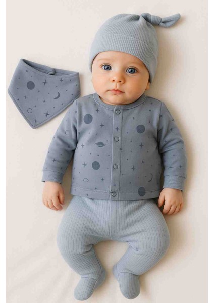 %100 Pamuk Yenidoğan Erkek Bebek 5 Parça Hastane Çıkış Seti