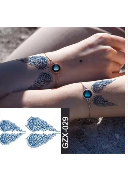 30 Gün / 1 Ay Kalıcı Kanat Figürlü 12 Saat Sonra Kararan Geçici Dövme