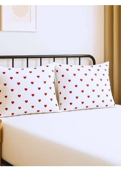 Amour %100 Pamuk Yastık Kılıfı – Kalp Desenli 2’li Set fiyatları
