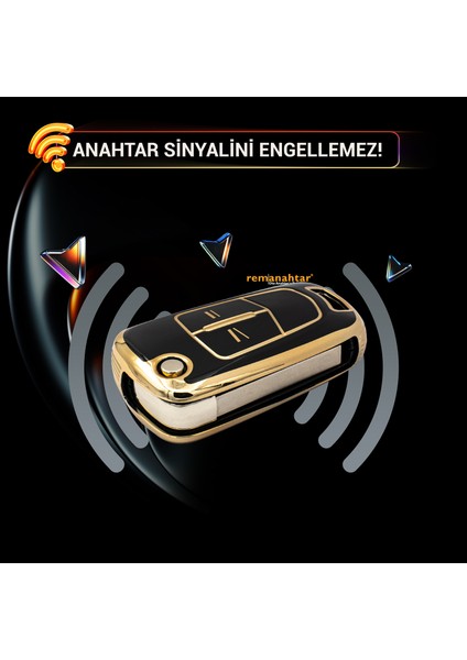 Astra H Zafira B 2 Buton Sustalı Nano Anahtar Kılıfı - Siyah modelleri