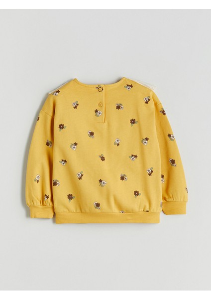 Yeni Sezon Bebe Yaka Çiçek Baskılı Kız Çocuk Sweatshirt indirimleri