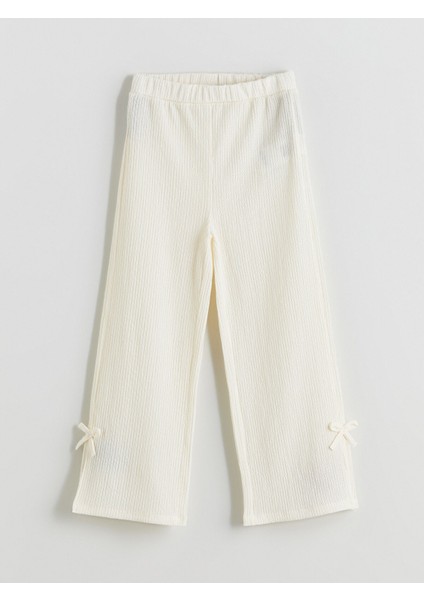 Yeni Sezon Beli Lastikli Fiyonk Detaylı Kız Çocuk Pantolon