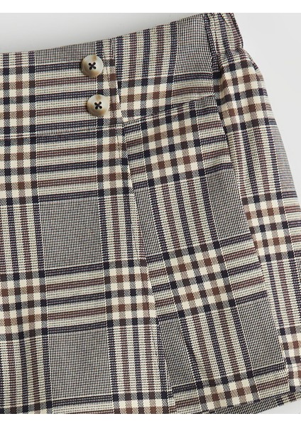 Yeni Sezon Beli Lastikli Ekose Kız Çocuk Şort Etek modelleri