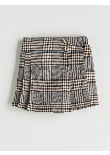 Yeni Sezon Beli Lastikli Ekose Kız Çocuk Şort Etek fırsatları