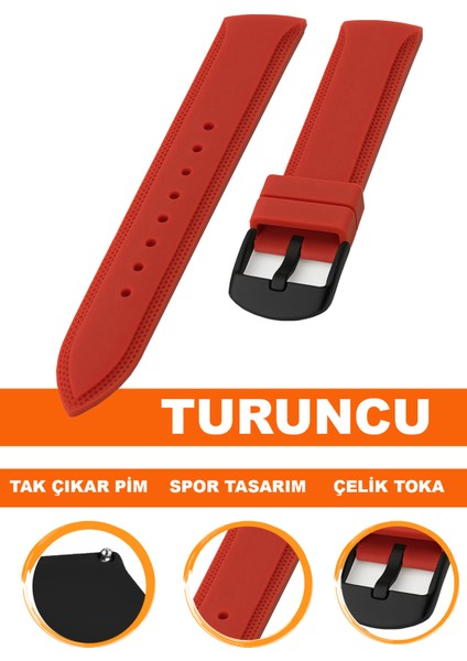 18MM-20MM-22MM-24MM Fossil-Welder-Casio-Seiko-Omega-Armani Saat Uyumlu Silikon Saat Kordonu Kayışı S01A18-09