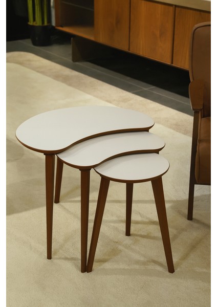 Berlin 3'lü Zigon Sehpa %100 Mdf Beyaz