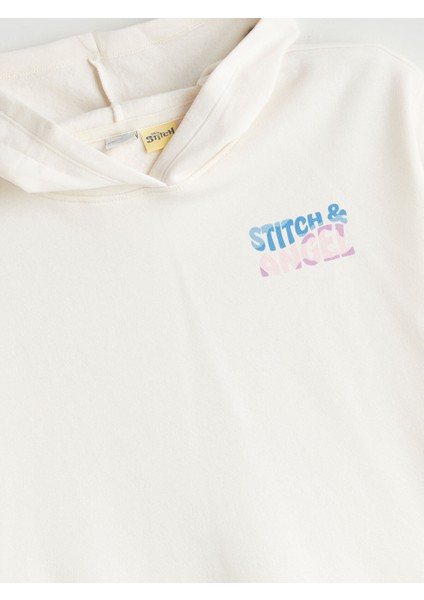 Yeni Sezon Kapüşonlu Stitch ve Angel Baskılı Kız Çocuk Sweatshirt modelleri