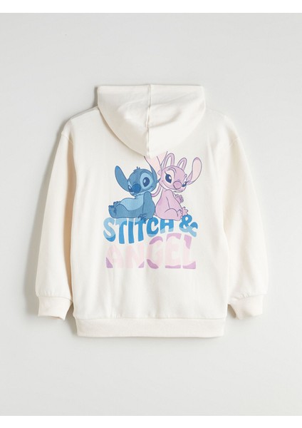 Yeni Sezon Kapüşonlu Stitch ve Angel Baskılı Kız Çocuk Sweatshirt indirimleri