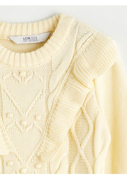 Yeni Sezon Bisiklet Yaka Fırfır Detaylı Kız Çocuk Triko Kazak fiyatları