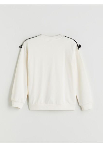 Yeni Sezon Bisiklet Yaka Baskılı Kız Çocuk Sweatshirt modelleri