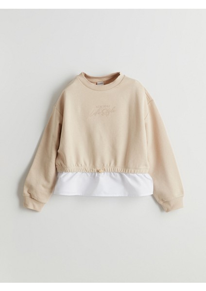 Yeni Sezon Bisiklet Yaka New York Baskılı Kız Çocuk Sweatshirt modelleri