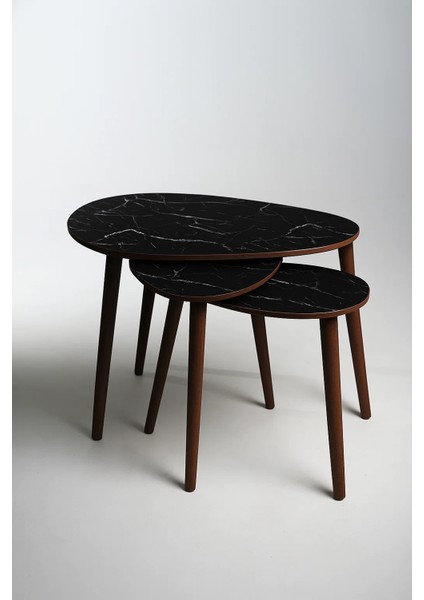 Paris 3'lü Zigon SEHPA%100 Mdf Siyah Mermer