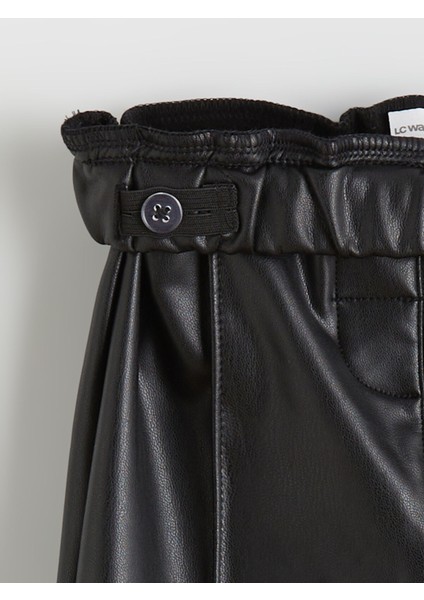 Yeni Sezon Beli Lastikli Deri Görünümlü Kız Çocuk Pantolon fiyatları