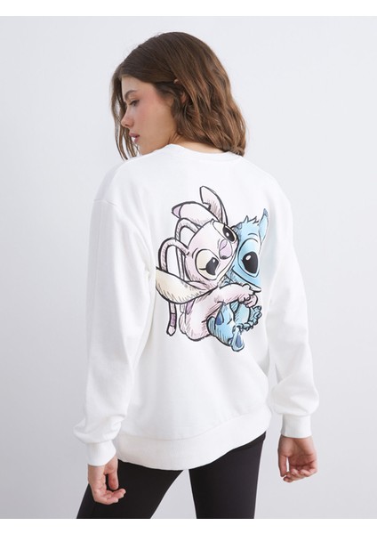 Yeni Sezon Lilo & Stitch Baskılı Oversize Kadın Sweatshirt